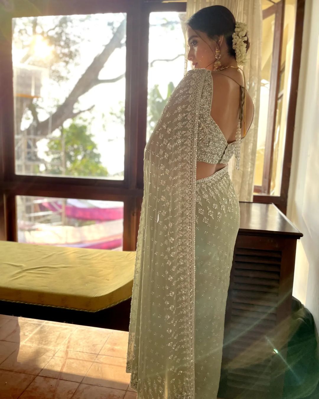 Keerthy suresh hot photos in transparent net saree photoshoot getting viral on social media