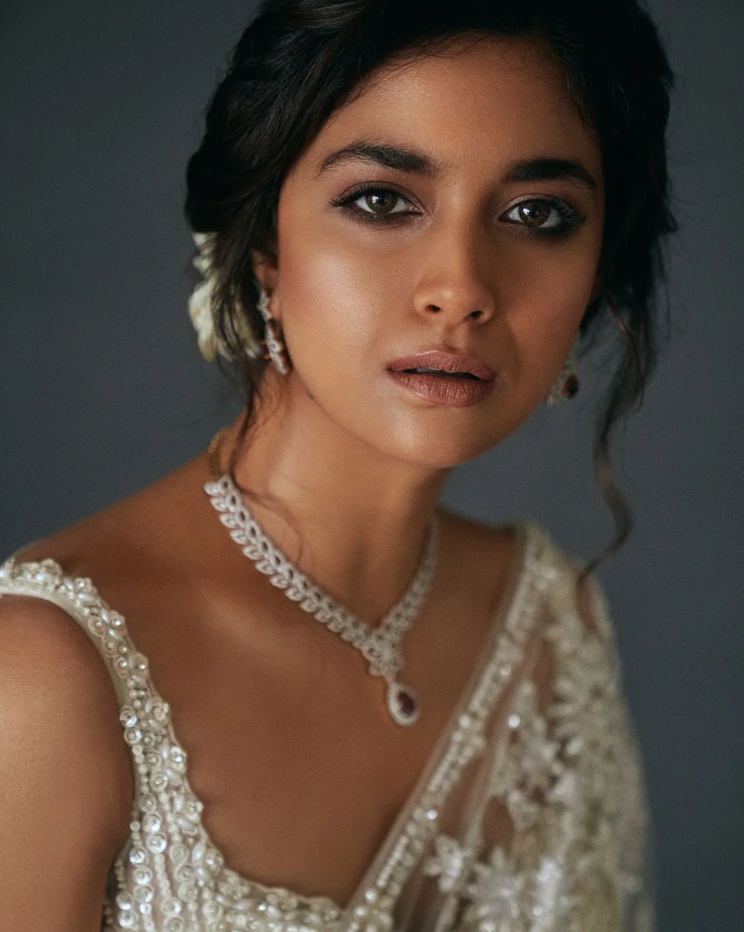 Keerthy suresh hot photos in transparent net saree photoshoot getting viral on social media