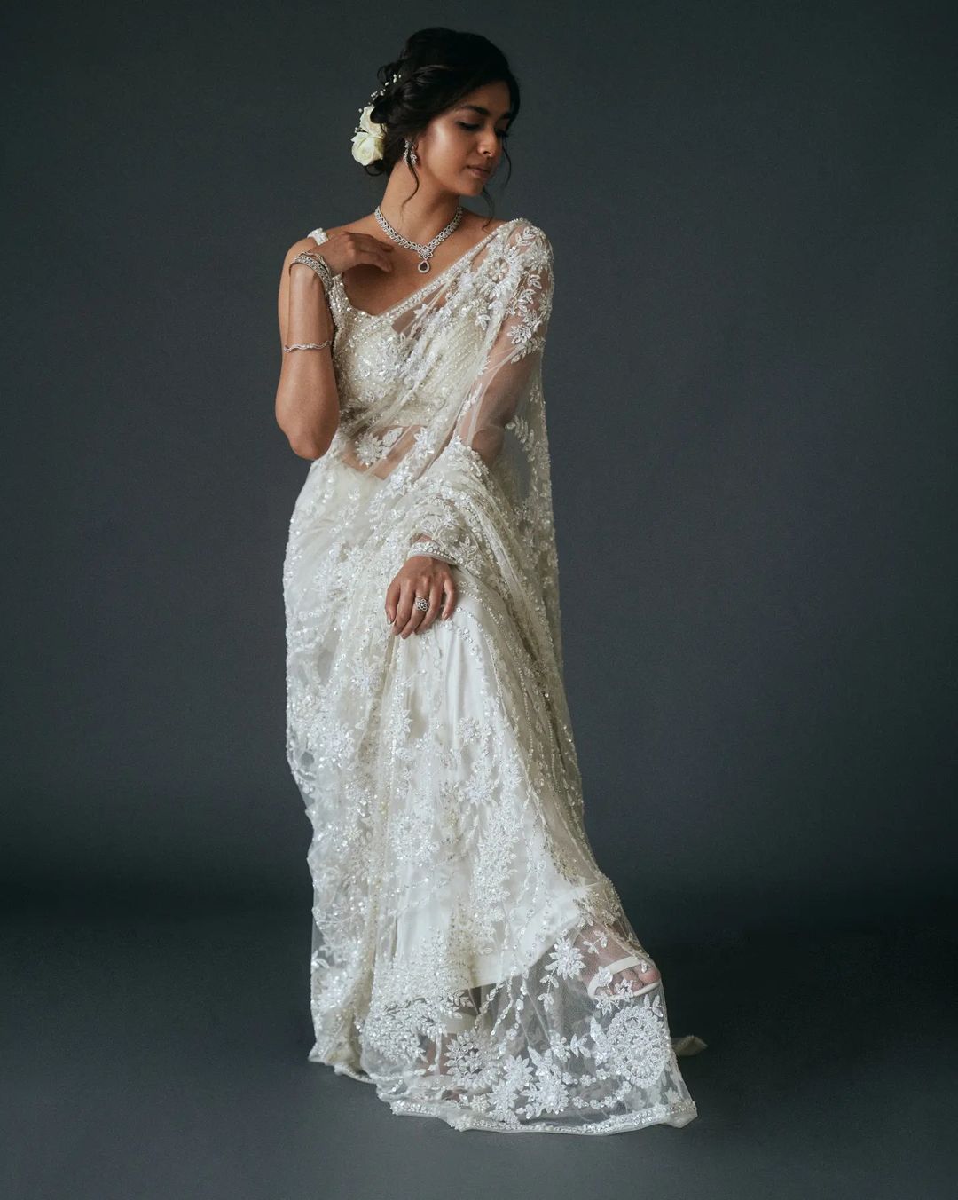 Keerthy suresh hot photos in transparent net saree photoshoot getting viral on social media