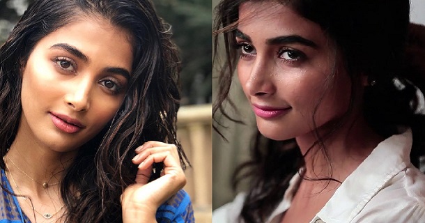 Pooja hegde hot photoshoot in transparent saree and low neck blouse