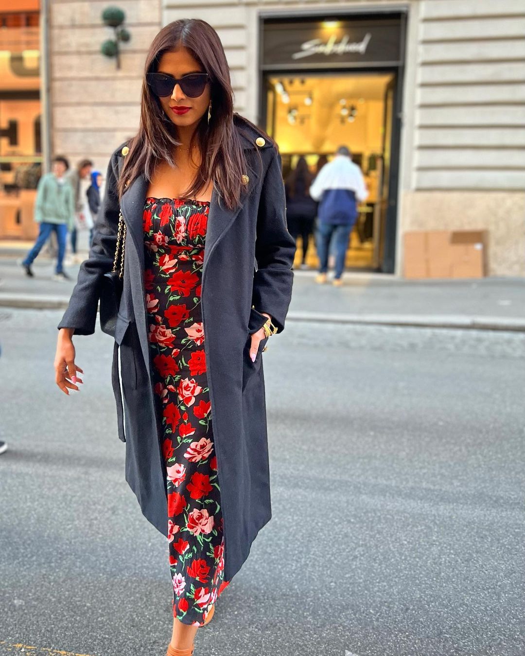 Malavika mohanan hot foreign trip photos overcoat on maxi dress