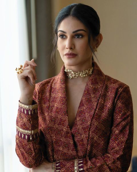 Amyra dastur hot royal look stylish coat and pant photoshoot