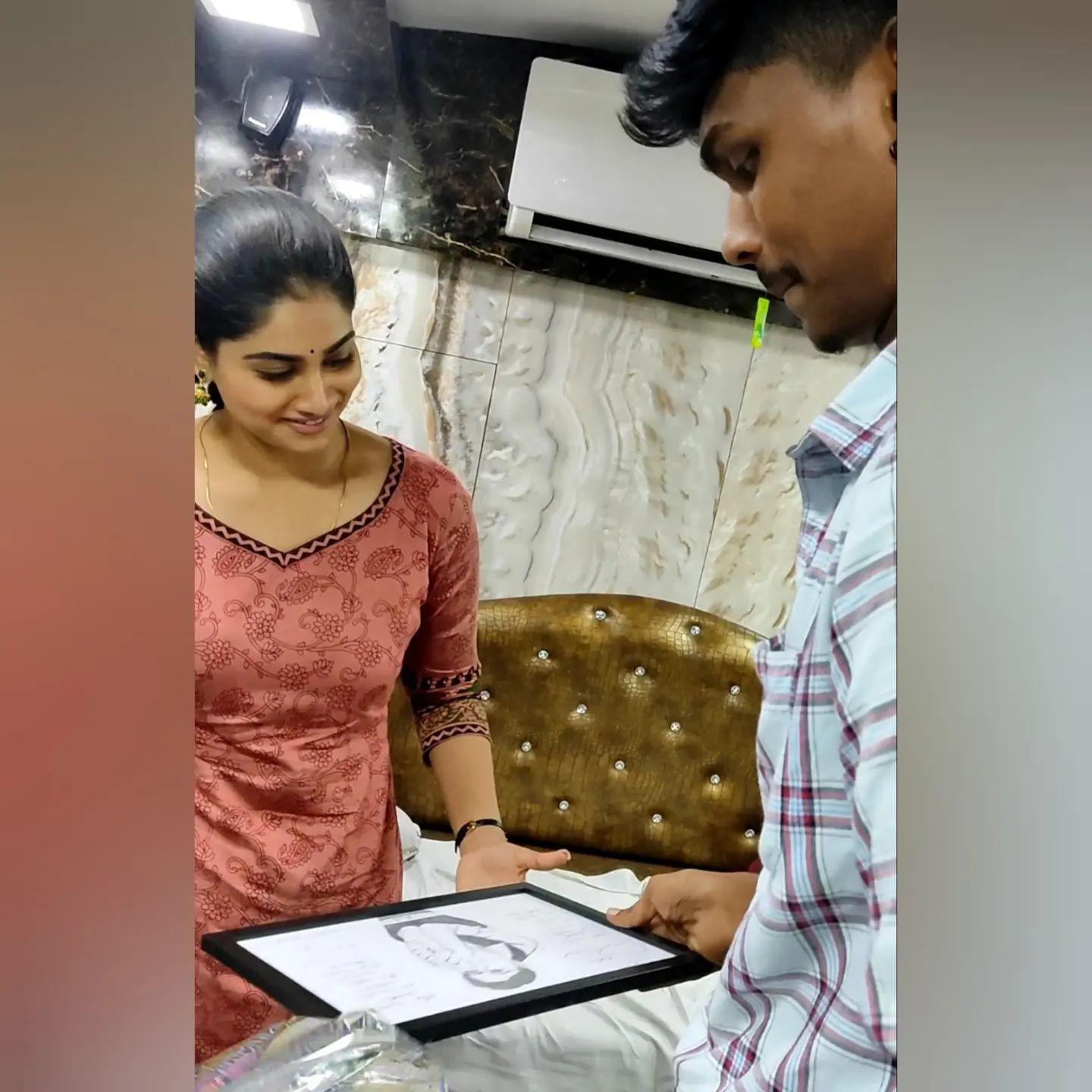 Fan gifts shivani narayanan drawing her portrait with his own poem video and photos getting viral