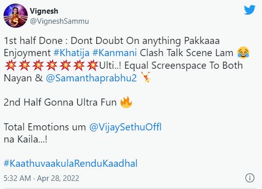 Kaathuvaakula rendu kadhal live positive reviews shared on twitter