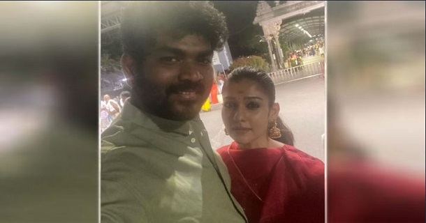Vignesh shivan and nayanthara in tirupati temple selfie photos getting viral