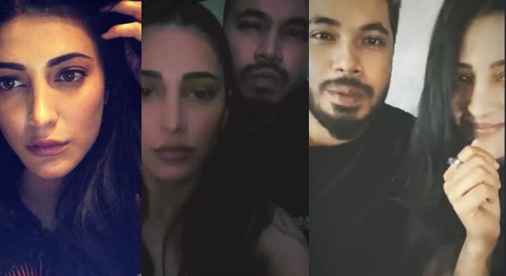 Shruthi haasan's boyfriend practicisin font on her stomach photos getting viral