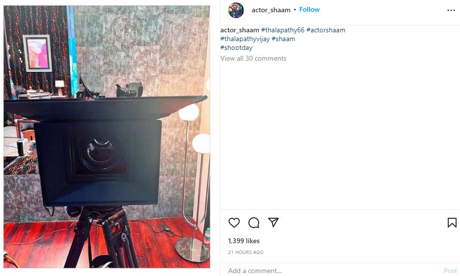 Shaam posts camera photo from thalapathy66 shooting spot