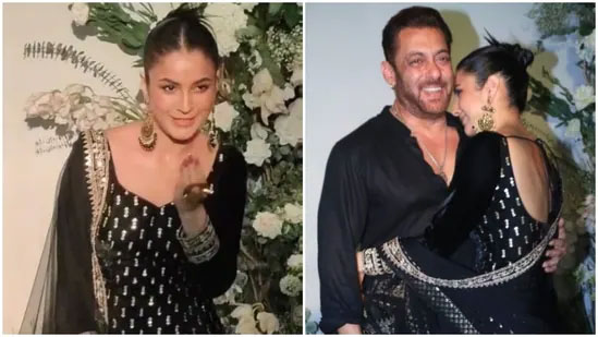 Popular actress shehnaaz gill kisses salman khan in celebration
