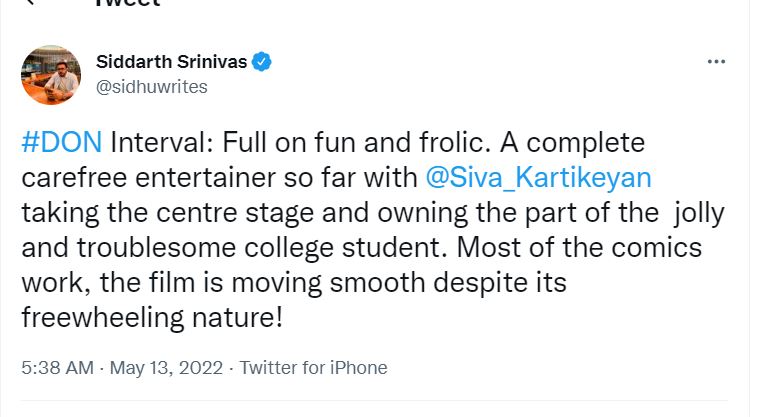 Actor Sivakarthikeyan Don Tamil Movie Review Today