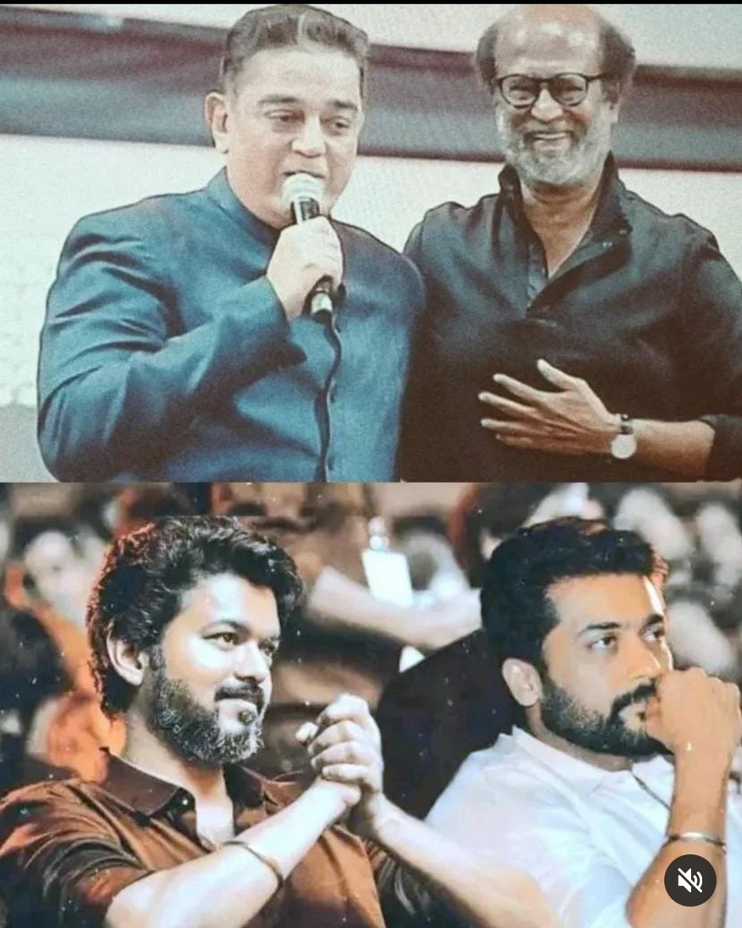 Vijay rajini surya kamal in stage function photo getting viral for vikram audio launch