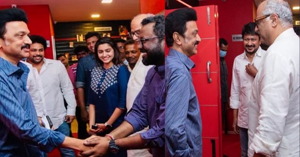 Mk stalin watches special show of nenjuku needhi movie