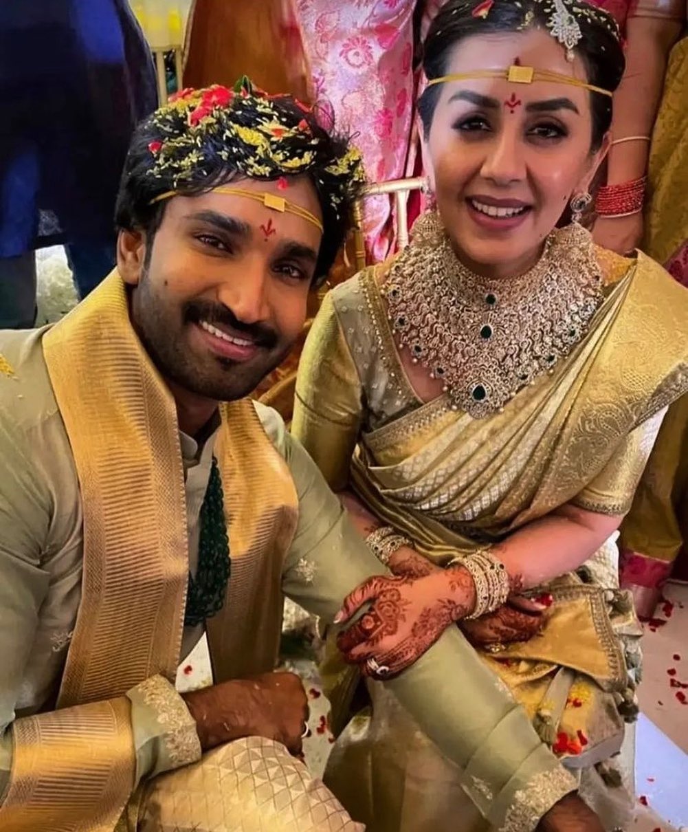 Aadhi pinnisetty and nikki galrani marriage photos getting viral on social media
