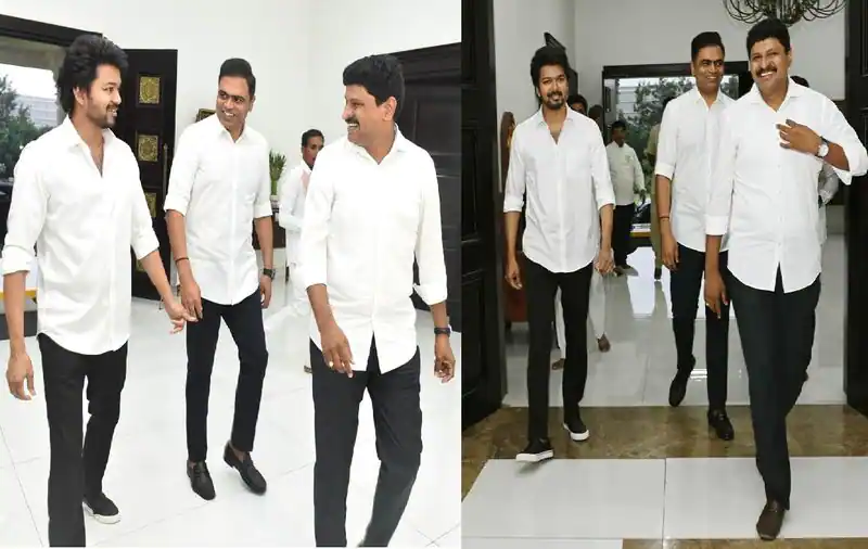 Thalapathy vijay met telangana cm while shooting for thalapathy66 in hyderabad photos viral