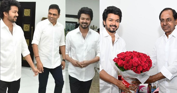 Thalapathy vijay met telangana cm while shooting for thalapathy66 in hyderabad photos viral