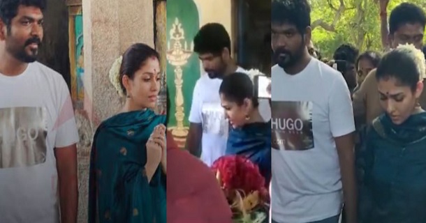 Vignesh shivan and nayanthara worshipped in kumbakonam temple video getting viral