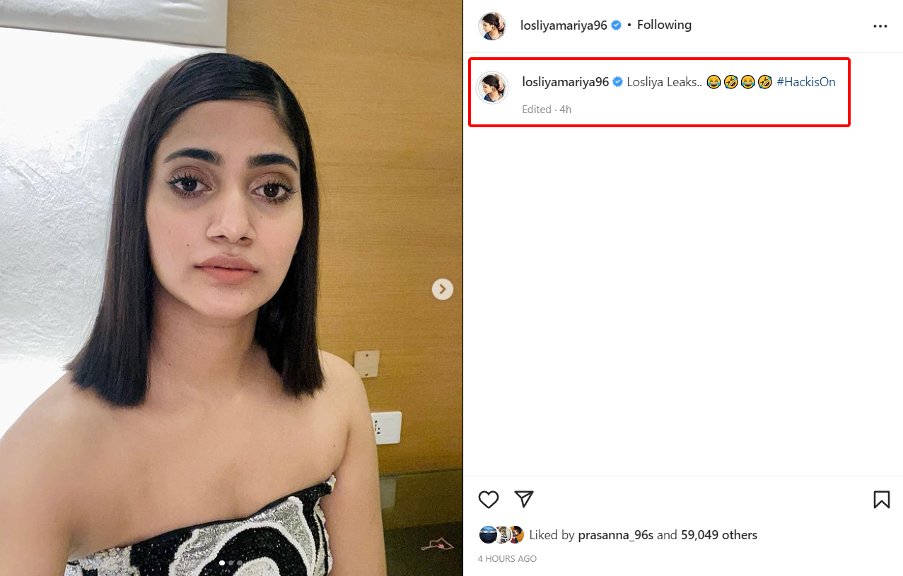 Losliya leaks photo viral on social media
