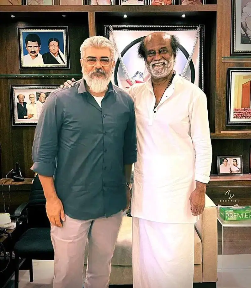 Ajith and rajinikanth sudden meet photo viral on social media