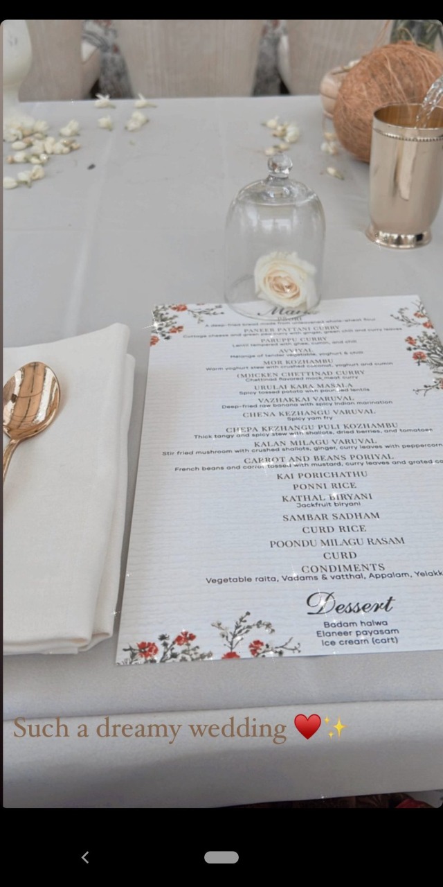 Nayanthara vignesh shivan food menu list getting viral