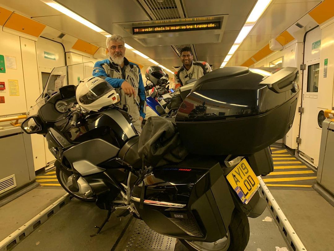 Ajith kumar getting ready for foreign bike ride photos getting viral