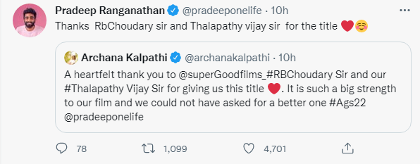 Pradeep ranganathan new and old tweets getting viral on thalapathy vijay for love today title