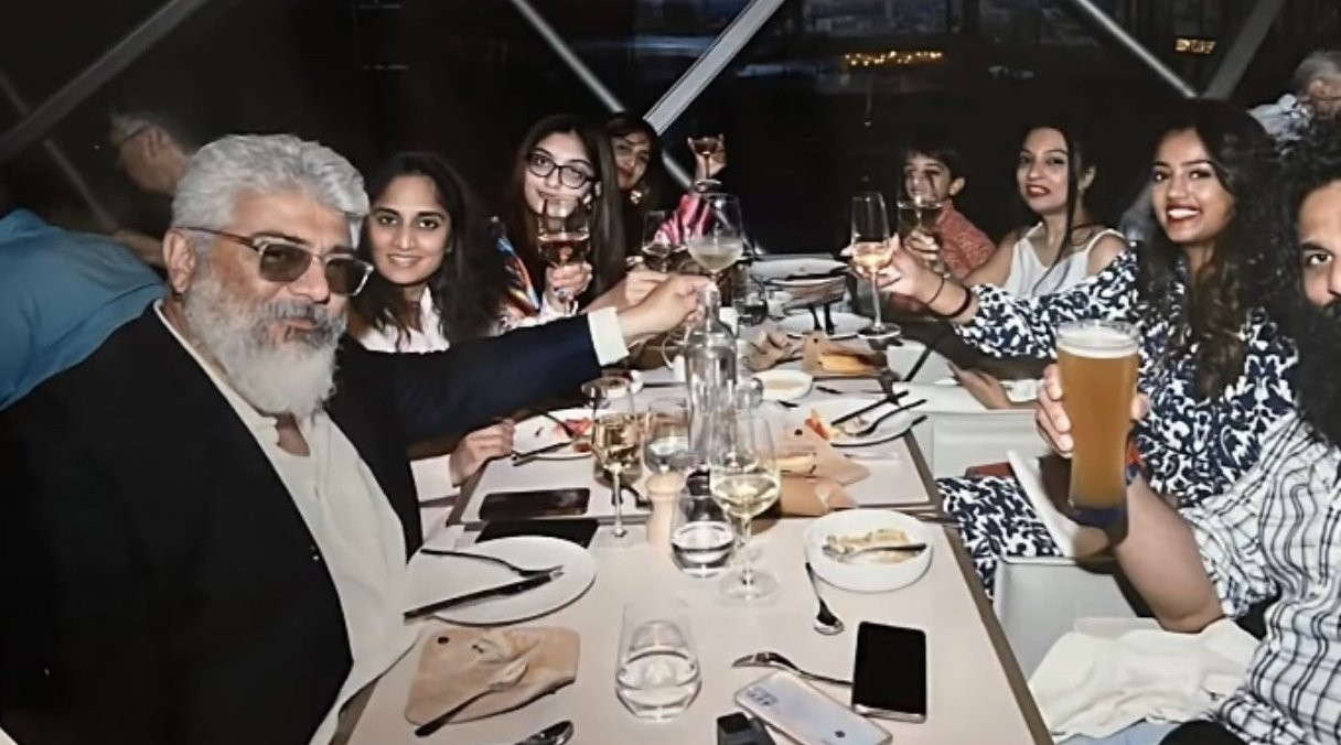 Alcohol in ajith family treat party photo getting viral on social media