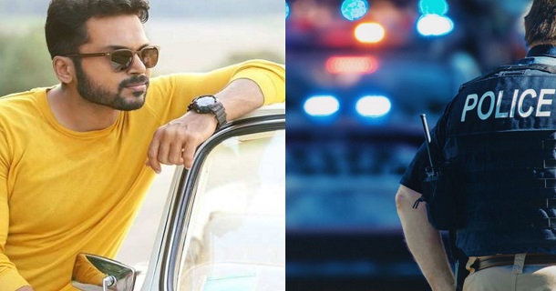 Actor karthi caught with police for fast car riding