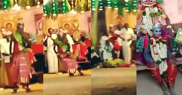 Drama artist fell down dead during performing on road