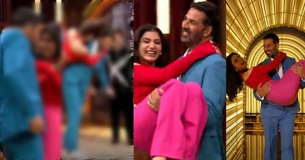 Actor akshay kumar lifted samantha in koffee with karan show video getting viral on social media