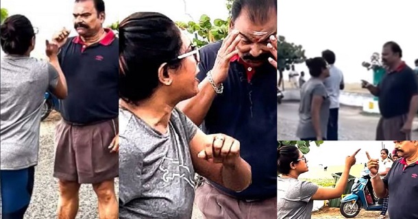 Rekha nair fight with bayilvan ranganathan in thiruvanmaiyur beach video getting viral on social media