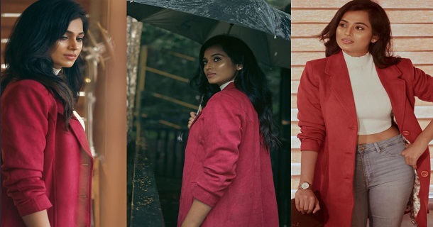 Ramya pandian posing in long coat in hollywood style photos getting viral