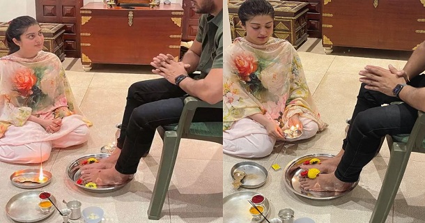 Actress pranitha got commentable for her recent posted photos on poojai