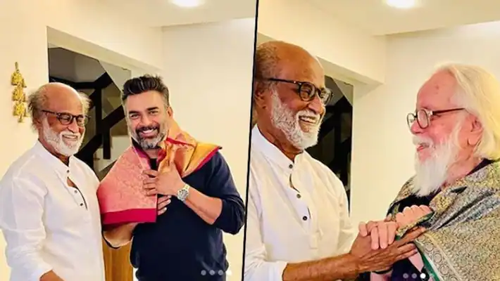 Madhavan and nambi narayanan in superstar rajinikanth house