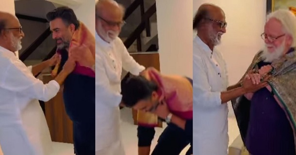 Madhavan and nambi narayanan in superstar rajinikanth house