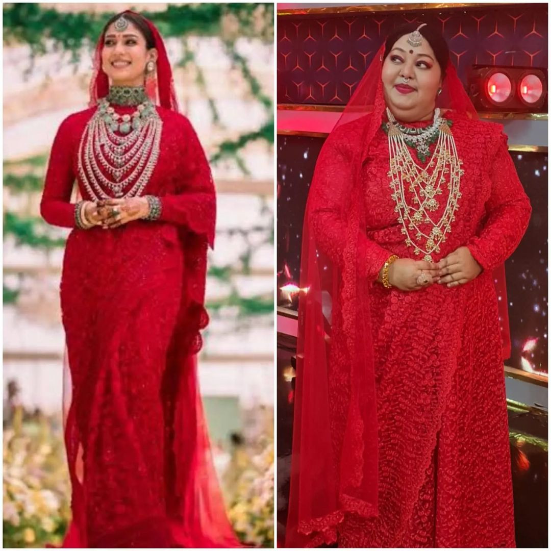 Actress harathi ganesh replicates nayanthara marriage bridal look photos getting viral on social media