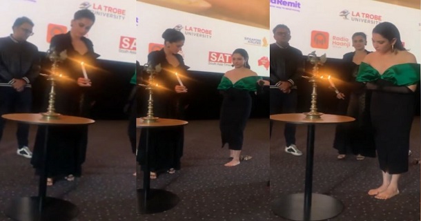 tamanna removes heel before light lamping and netizens scolds taapsee pannu