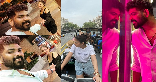 vignesh shivan and nayanthara romantic clicks second honeymoon in spain