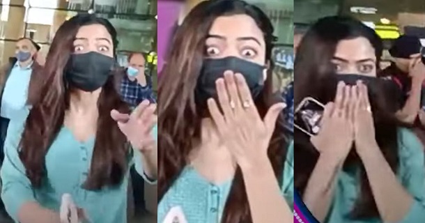 rashmika mandanna shocked at mumbai airport because of videographers video viral