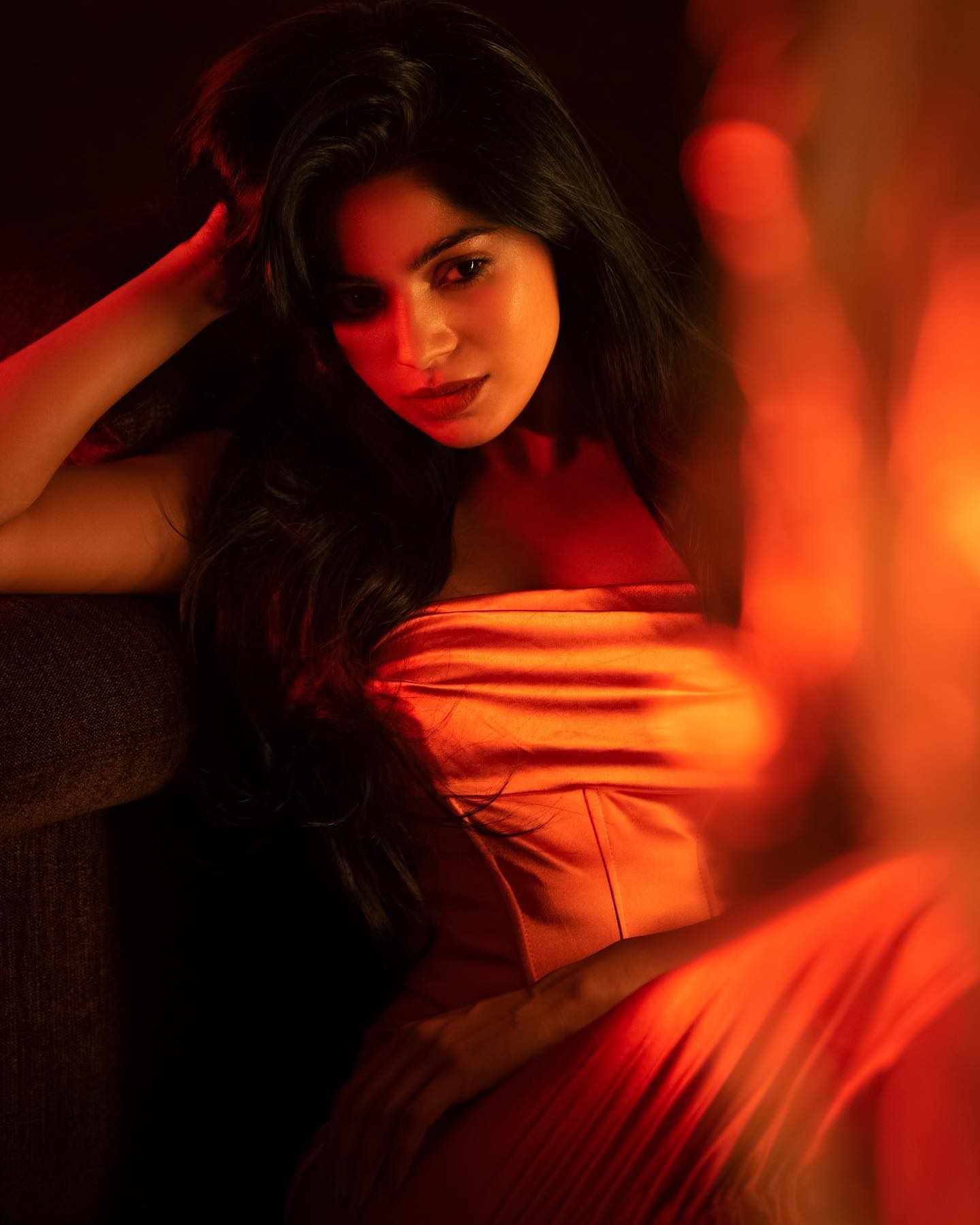 divyabharathi hot photos in golden colour velvet dress getting viral