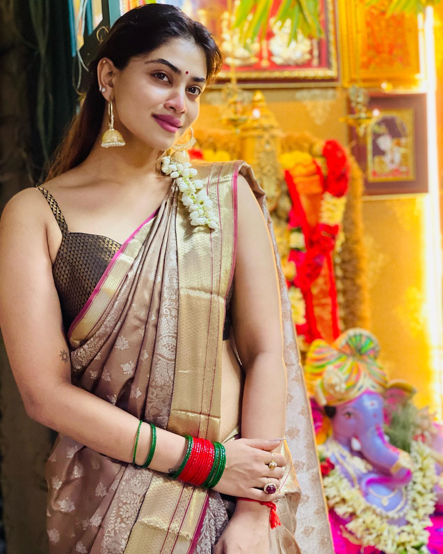 shivani narayanan hot saree photos for vinayagar chathurthi