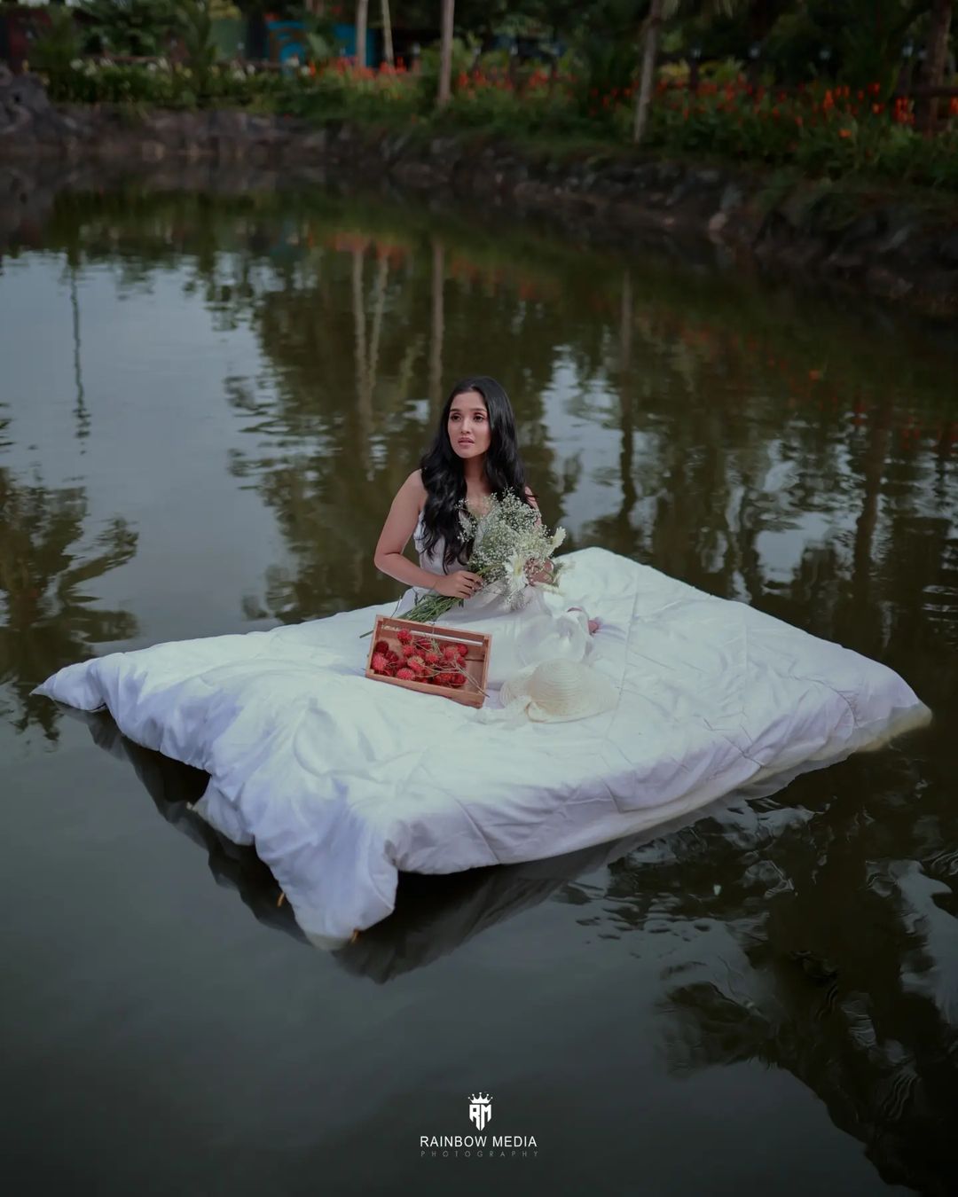 anikha surendran hot photos on white floating bed