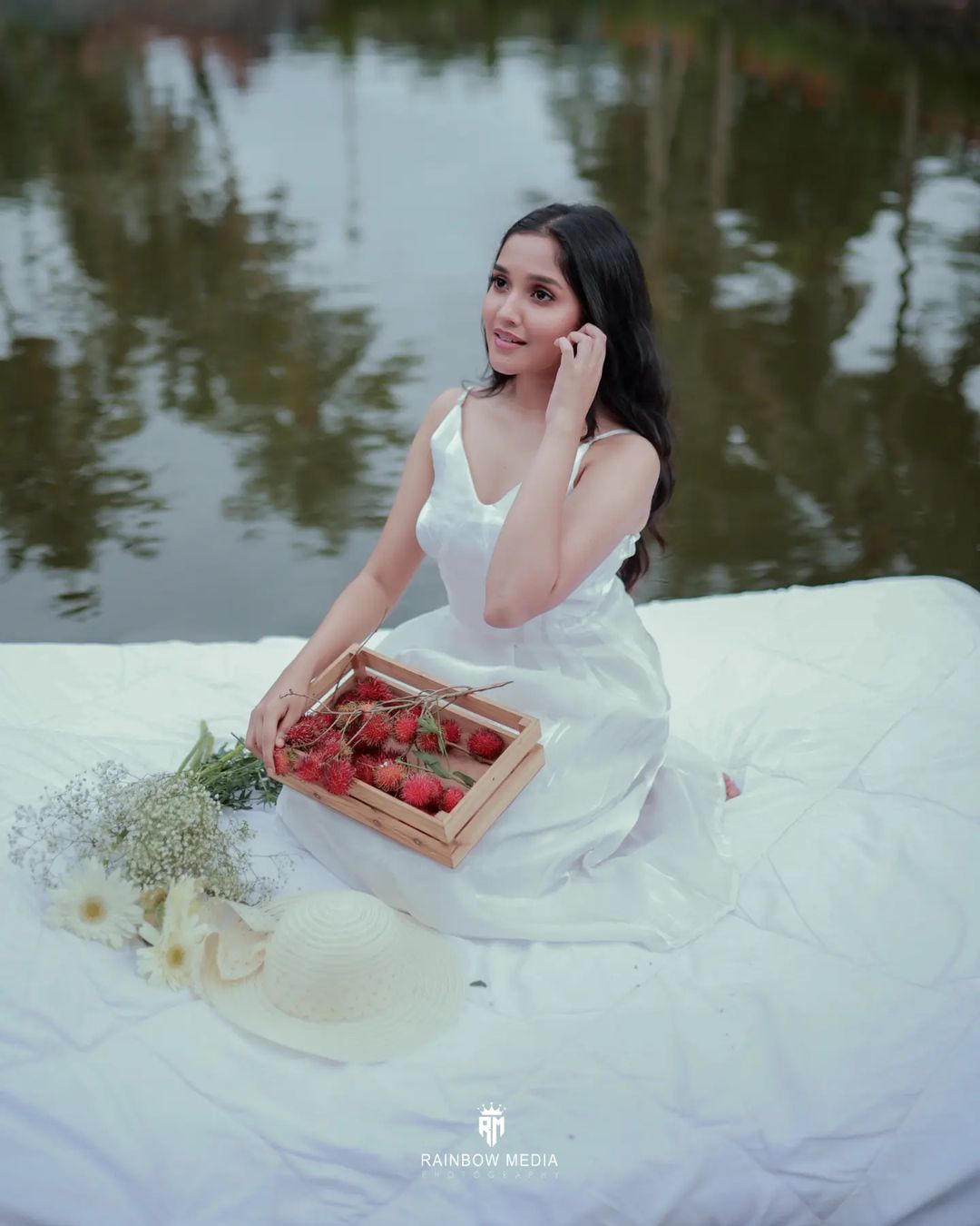 anikha surendran hot photos on white floating bed