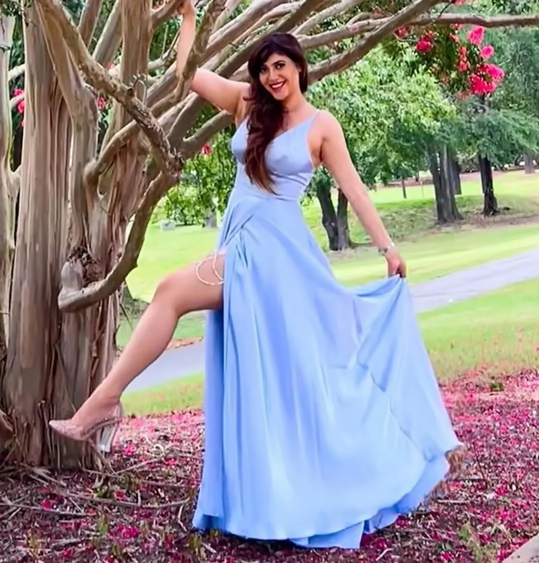 sherin shringar hot photos and video in long gown getting viral