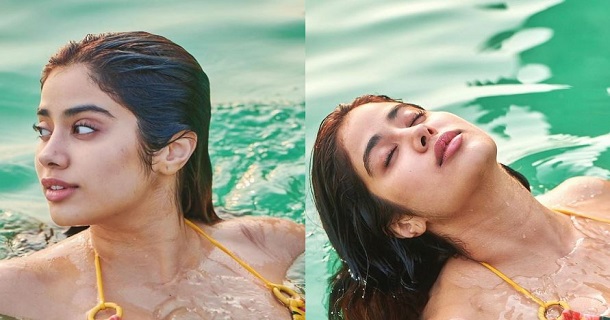 bollywood actress janhvi kapoor glamour pose hot photos getting viral