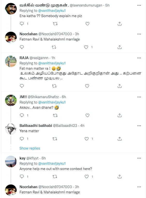 vanitha tweets about ravinder and mahalakshmi marriage