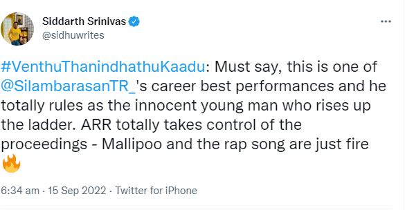 simbu venthu thaninthathu kaadu movie review on twitter getting viral