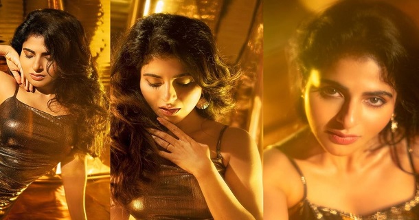 actress iswarya menon hot photos in modern dress side pose