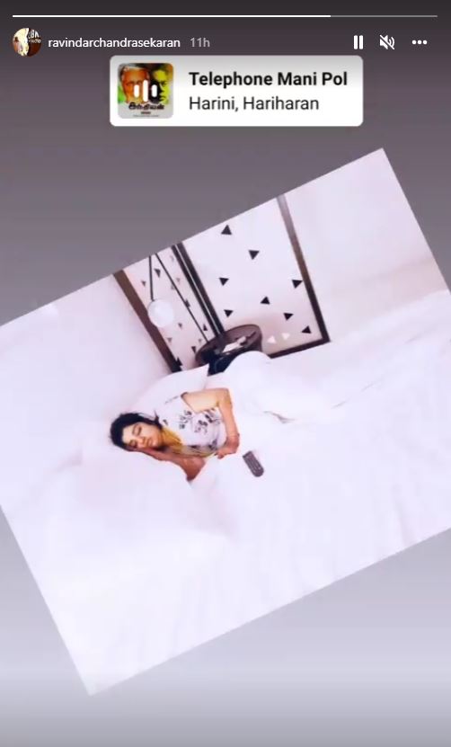 ravinder shared pic of mahalakshmi sleeping in bedroom