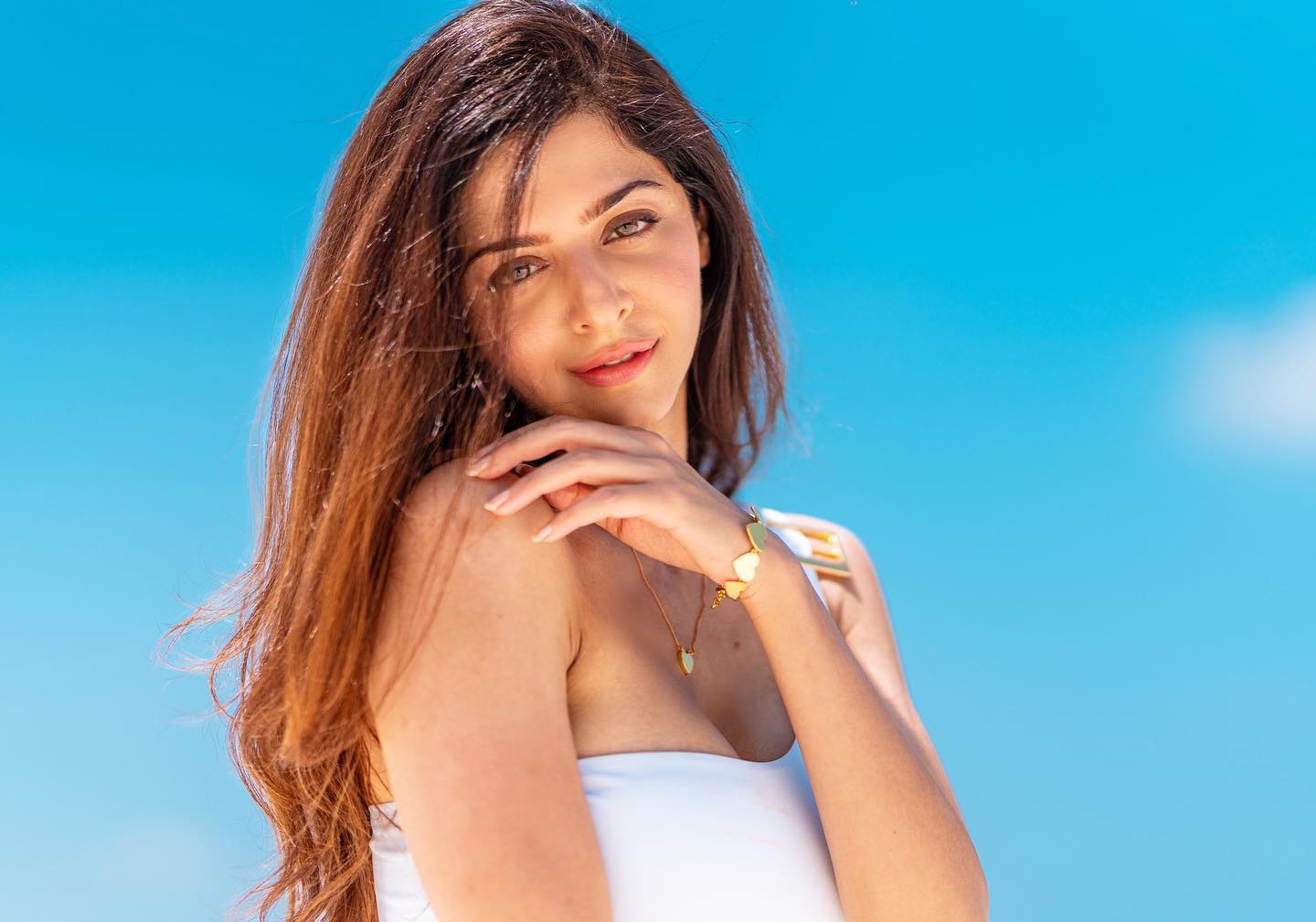 actress vedhika hot photos in netted full dress without sleeve