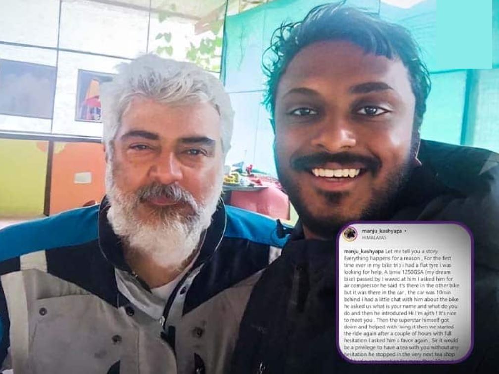 ajith helps fan bike puncture on the way to himalayas