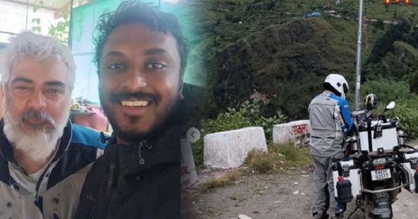 ajith helps fan bike puncture on the way to himalayas